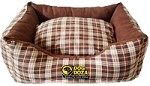 Brown Tartan Dog Bed Lounger Medium With Inner Cushion